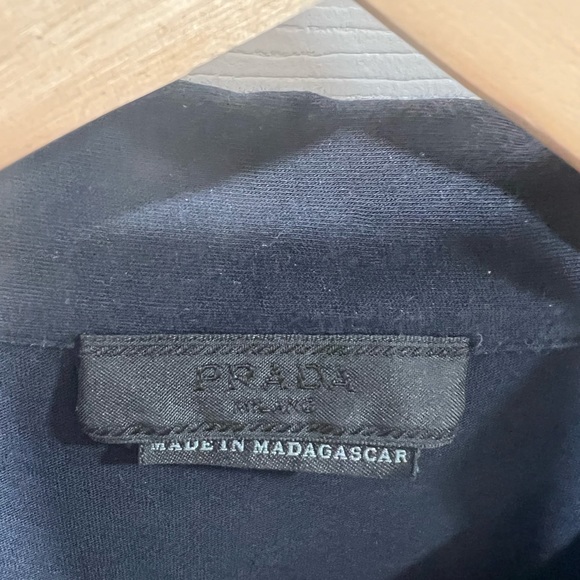 Men’s Prada Button Up Shirt Top Polo Navy Blue - Picture 3 of 5